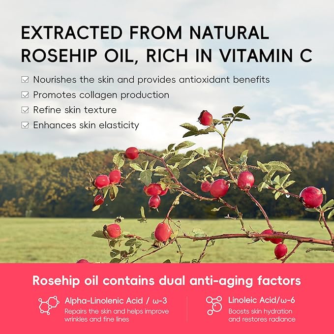 Skin Care Set, Rosehip Vitamin E Skincare Kits 5PCS- Beauty Skin Care for Women, Facial Skin Care Routine Set Kit, Restore Skin Elasticity, Refine Skin Texture, Even Skin Tone, for All Skin Types