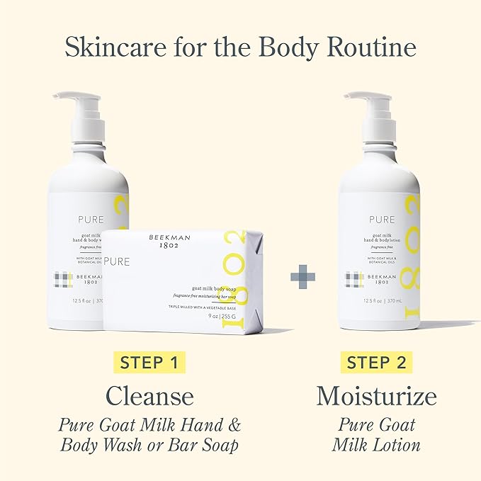 Beekman 1802 Goat Milk Hand Wash, Pure - Fragrance Free - 12.5 oz - Cleanses, Softens & Nourishes Skin - Rinses Away Impurities - Good for Sensitive Skin - Cruelty Free - Ready For Use, Pump Inserted