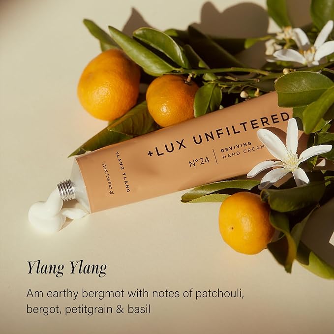 + Lux Unfiltered N°24 Reviving Anti Aging Hand Cream for Women & Men – Moisturizing Hand Cream for Dry Cracked Hands – Lightweight & Fast-Absorbing - Vegan & Cruelty Free - Ylang Ylang