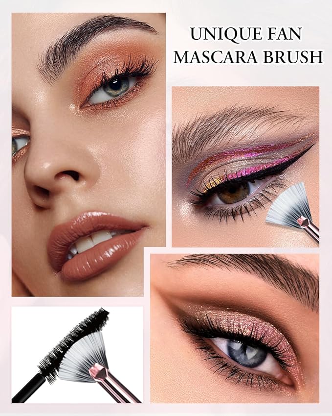 Makeup Brushes with Case, 20PCs Travel Makeup Brush Set, Foundation Concealer Blush Eyeshadow Brush Set Contour Powder Eyebrow Eyelash Brush Kit with Led Light Mirror Holder & 2 Powder Puff-Rose Gold