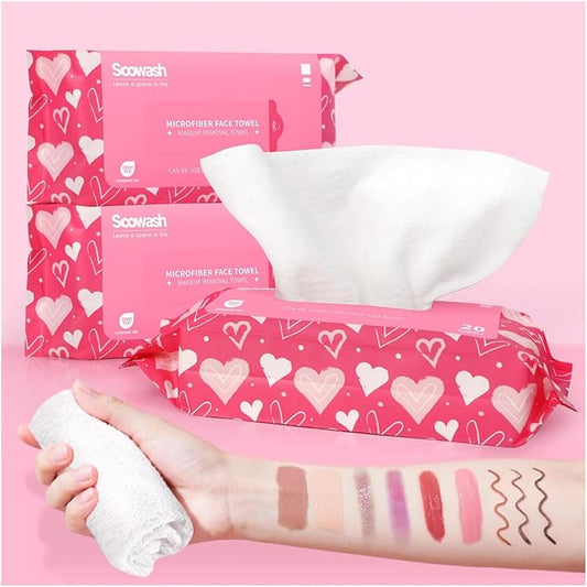 Makeup Remover Little Towels - Ultra Soft Fragrance Free & Alcohol Free Face Towels for Sensitive Skin,（60 Count 480 Uses）Dry Wipes Travel Firendly