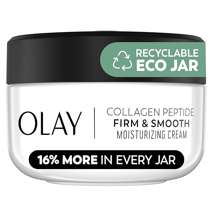 Olay Collagen Peptide Face Moisturizer, Firm & Smooth Cream -Fragrance-Free - Hydrating, Firming, Anti-Aging, Anti-Wrinkle, Firming, Smoothing - Recyclable Sustainable Eco Jar, Non-Greasy, 2 Oz