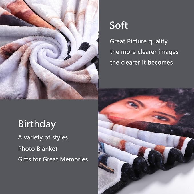 Ships Next Day-Printed in USA, Spotify Code Music Blanket with Photo for Boyfriend and Girlfriend Gifts, Picture Blankets Wife Birthday Photo Gifts