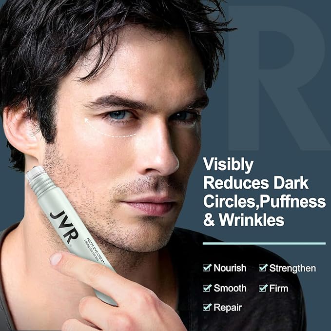 JVR Caffeine Eye Cream and Under Eyes Roller for Dark Circles and Puffiness, Fine Lines, Under-Eyes Bags, Eye Serum with Vitamin C, Hyaluronic Acid, 20 ml