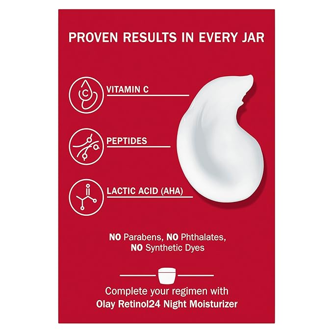 Olay Vitamin C MAX Face Moisturizer, Brightening Cream for Women, Hydrating, Evens Tone, Dark Spot & Hyperpigmentation Reduction, Glowing Skin Care - Niaciniamide, Peptides 1.7 Oz