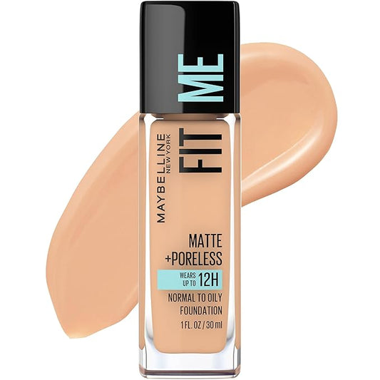 Maybelline Fit Me Matte + Poreless Liquid Oil-Free Foundation Makeup, Buff Beige, 1 Count (Packaging May Vary)