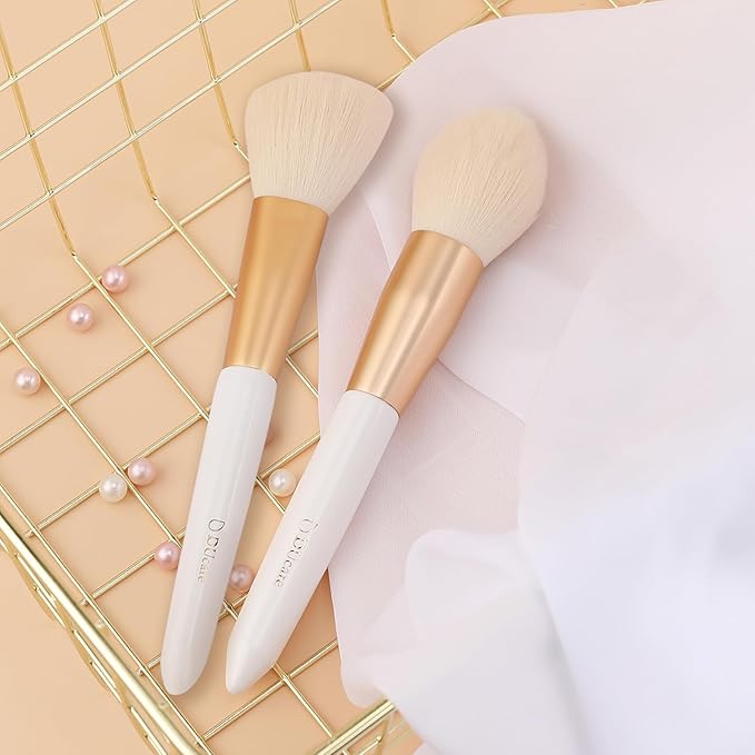 Ducare Angled Blush Brush & Tapered Powder Brush 2Pcs Makeup Brushes Set, Pointed Powder Brush for Light Application Fluffy Blush Brush Perfect for Blush,Highlighting, Defining and Contouring