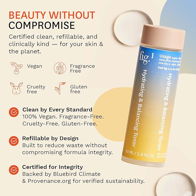 Fig.1 Hydrating & Balancing Toner Refill for Face – Hydrating face Toner for Women, for Even Tone & Vegan Skincare with Hyaluronic Acid – for Sensitive, Dry, Oily Skin-Clinically Proven 30 ml