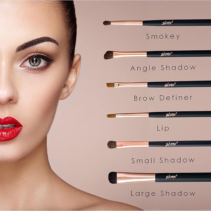 Professional Makeup Brush Set - Skone Luxe Pro Makeup Brushes, 6 pc Set