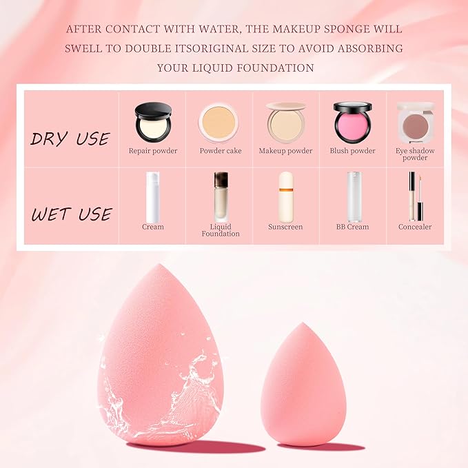 6 Pieces New Makeup Sponge Set Micro Porous Low Absorption, Latex Free, Wonder Beauty Blenders, Suitable For Powder Cream and Liquid, Super Soft Beauty Cosmetics