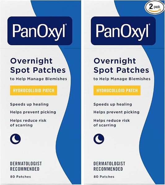 PanOxyl PM Overnight Spot Patches, Advanced Hydrocolloid Healing Technology, Fragrance Free, 80 Count (Pack of 2)