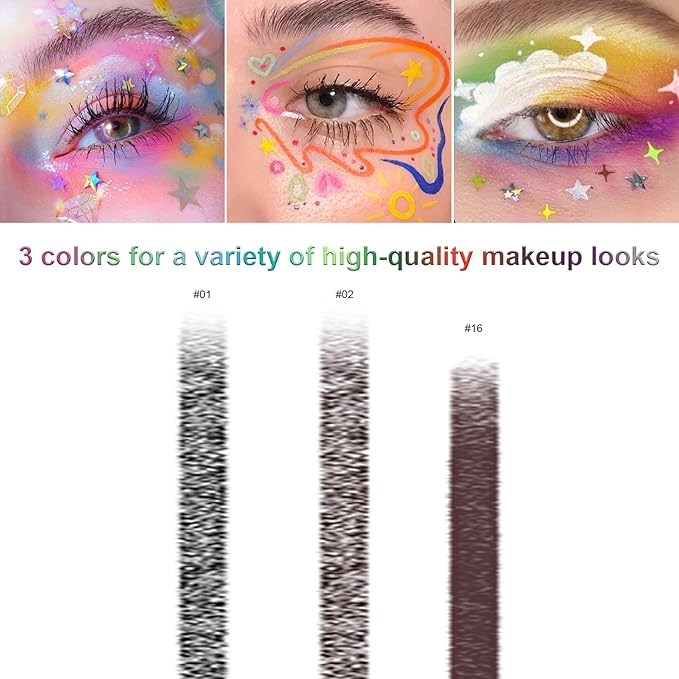 3 Colorful Eyeliner Pen Set, Eye Shadow Pencil, Pearl Eyeliner Kit Metallic Glitter Colored Eye liner for Women Eye&Lip Liner Professional Waterproof Eye Makeup(3PCS E)