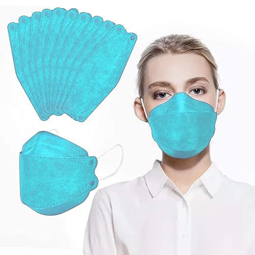 KN95 Face Masks for Adults 50 Pack, Individually Wrapped, 5-Ply Blue Disposable Face Mask Against PM 2.5 Smoke & Dust, Filtration Efficiency 95%