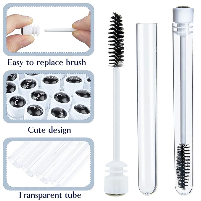 TUZAZO 80 Pieces Mascara Wand Tube Set 40 Diamond Empty Eyelash Brush Tubes Spoolies 40 Mascara Wand Lash Extension Brushes Applicators Makeup Tools (Black Lash Style)