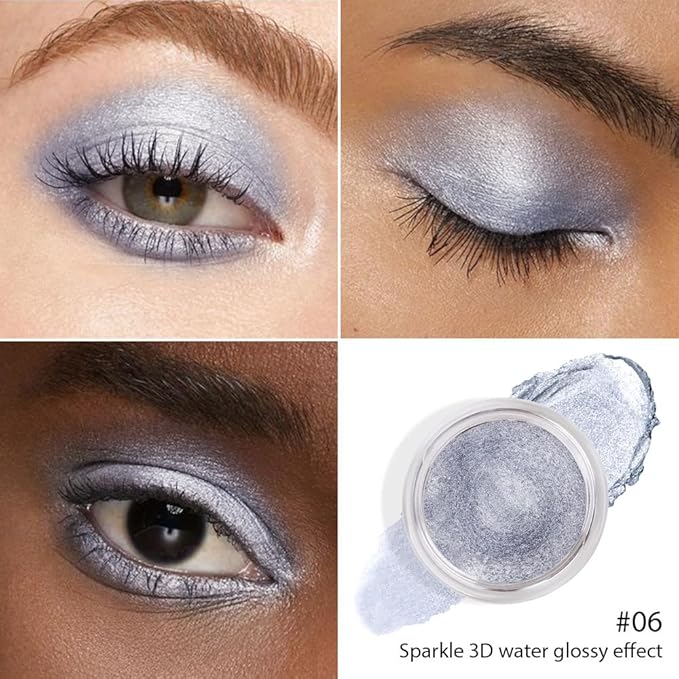 Silver Gray Mousse Shimmer Monochrome Eyeshadow, Neutral Matte Cream Monochrome Eye Shadow Pallette, Long-Lasting Waterproof Blendable sombras para ojos, Mini Eyeshadow(06#, Pack of 1)