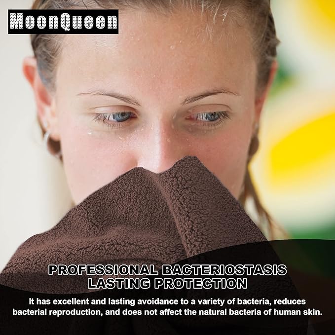 MOONQUEEN Microfiber Facial Cloths Fast Drying Washcloth 12 Pack - Premium Soft Makeup Remover Cloths - Wood Brown
