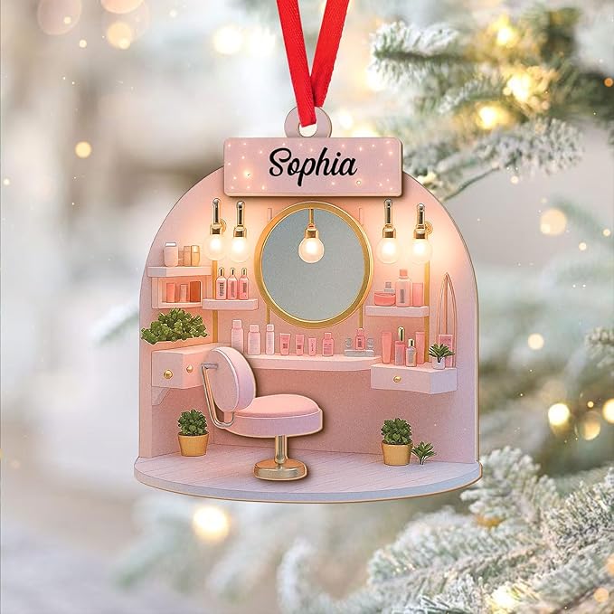 Personalized Makeup Tools Christmas Ornament 2025, Makeup Box Christmas Ornament Gift for Makeup Artist, Christmas Tree Decor for Makeup Shop, Gift for New Makeup Coworkers (Makeup 1)