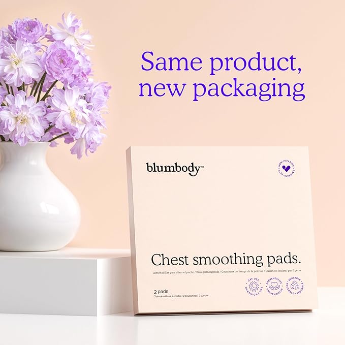 BLUMBODY Chest Wrinkle Pads – Anti-Wrinkle Silicone Patches Skin Firming, Smoothing – Reusable Overnight Chest Pads – Anti-Aging Crepe Erase Pad – Neck, Décolleté (1-Month Supply)
