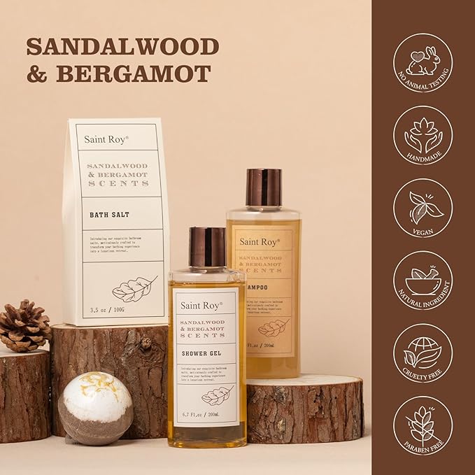Fathers Day Gifts for Men Dad Birthday Gifts Spa Kit Cedar & Bergamot Scents Bath Gift Set and Shower Gift Bath and Body Gift Basket Set Mans Gifts Bath Spa Kit Spa Baskets, Home Spa Care Men Gift set