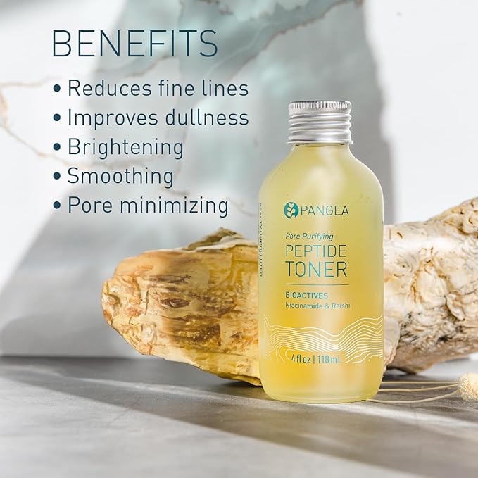 Pangea Organics - Natural Niacinamide + Reishi Pore Purifying Peptide Toner | Vegan, Non-Toxic, Sustainable Clean Beauty (Glass Bottle, 4 fl oz | 118 ml)