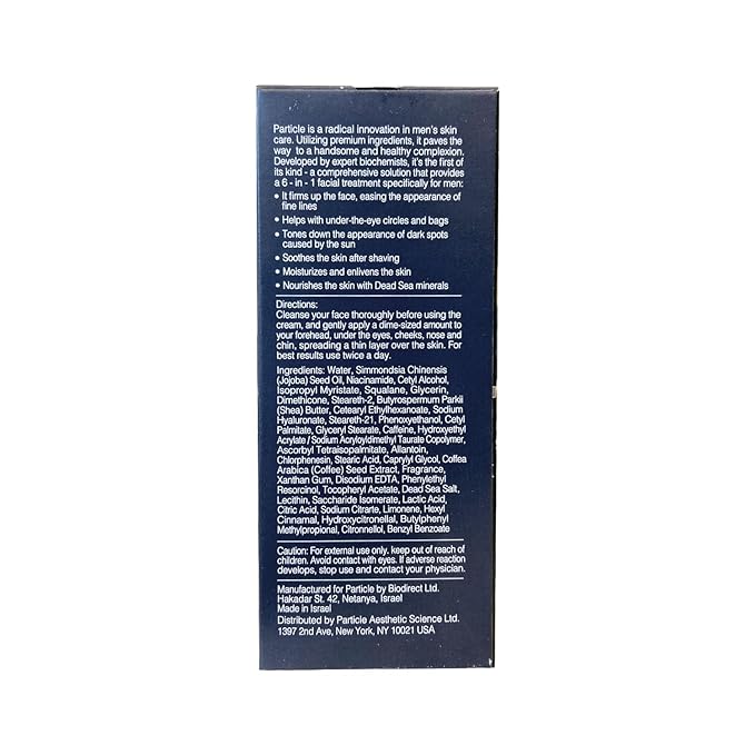 Particle 6-in-1 Face Cream for Men, Men’s Daily Hydrating Moisturizer with Vitamin C, Jojoba Oil, Vitamin E & Hyaluronic Acid, Skin Care Routine, Healthy Skin Support, Pack of 1, 1.7 FL OZ