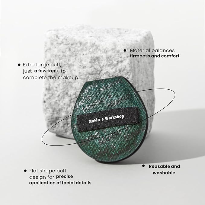 Momo's Workshop Makeup Sponge, Large Makeup Blending Puff for Liquid & Cream Foundation, Concealer Foundation Puff Quick Apply Cosmetics 1pcs Green