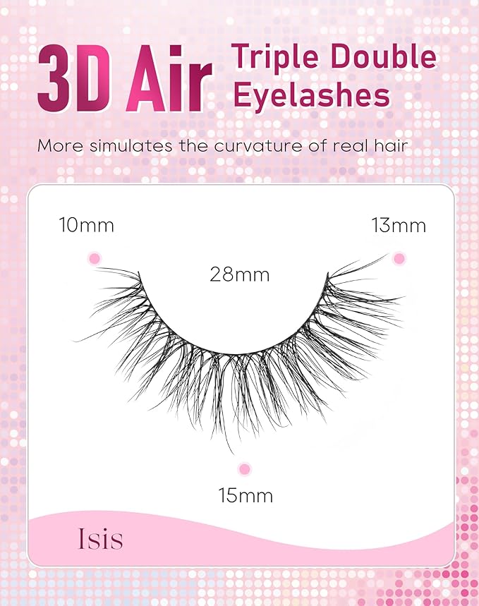 Frihappy Natural Looking False Eyelashes Natural Lashes False Lashes Wispy Lashes C Curl Lashes 15mm Lashes 3D Air-Isis