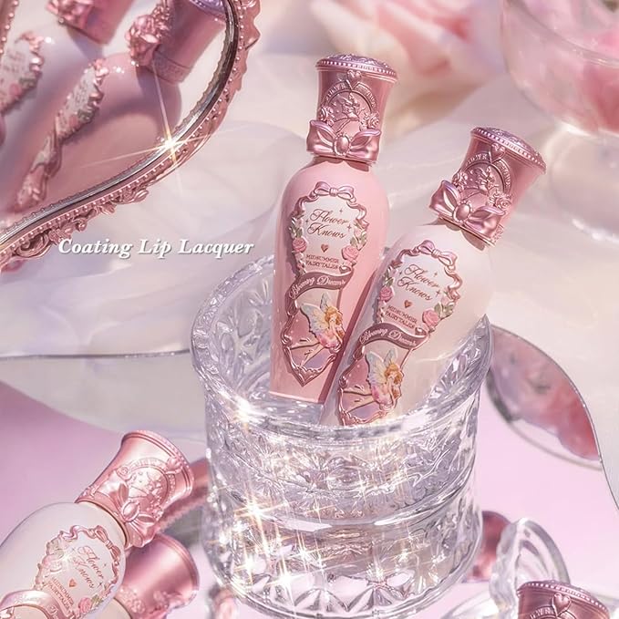 Flower Knows Midsummer Fairytales Coating Lip Lacquer,Glowy Non-Fading Lip Gloss,Hydrating Tinted Lip Oil for Girls&Women,Vegan & Cruelty Free,0.17Fl Oz(G06 Bluebell)