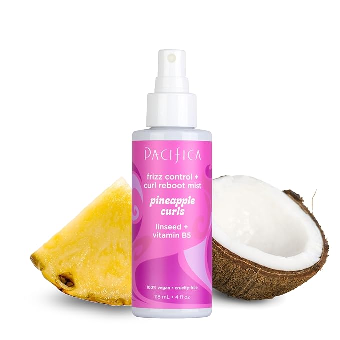 Pacifica Beauty Pineapple Curls Curl Cream & Refresher Mist Set for Curly & Coily Hair – Defining Cream + Day 2 Curl Refresh Spray, Enhances Definition, Tames Frizz, Vegan & Cruelty-Free