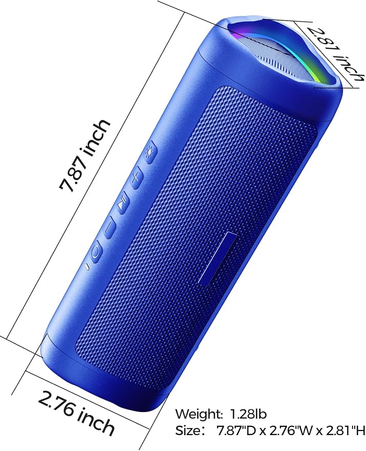 Bluetooth Speaker Stocking Stuffers for Men Women Teens Boys Girls: Portable Wireless, IPX5 Waterproof, White Elephant Gifts for Adults, Up to 20H Playtime, TWS Pair, for Home/Party/Outdoor (Blue)