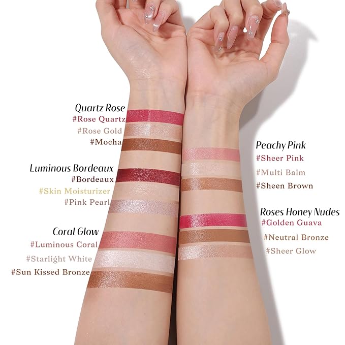 KIMUSE Multi Stick Trio Face Makeup, Cream Blush Stick for Cheeks & Lips, Contour Stick & Highlighter Makeup Sticks for All Skin