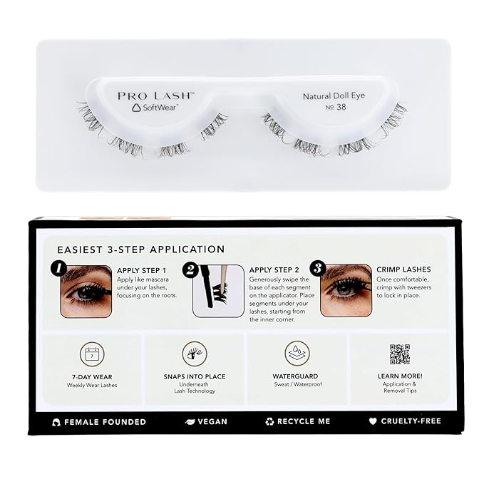 Pro Lash SoftWear Clean Girl Mini Lash Clusters Kit - Natural-Looking, Lightweight Lashes - 7-Day Cluster Eyelash Extensions - Waterproof Lashes Clusters - Single Set - Doll Eye No. 38