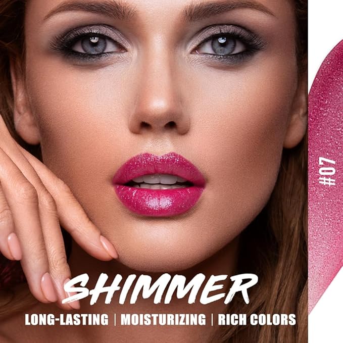 Jolilab 4pcs Sparkling Lipstick Set, Diamond Shiny Bold Glow Goth Lipstick for Women Girls, Non-sticky, Waterproof, Moisturizing, Metallic Shine, Long Lasting