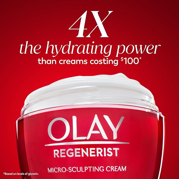 Olay Face Moisturizer, Regenerist Micro-Sculpting Cream for Women, Trial Size - Instant Hydration, Anti-Aging, Anti-Wrinkle, Firming Skin Care - Hyaluronic Acid, Niacinamide, Amino Peptides, 0.5 Oz