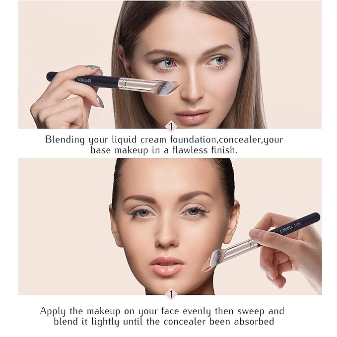 ENERGY Concealer Brush,Angled Eye Makeup Small Foundation Blending Brush for Under Eye, Nose & T-Zone – Soft Synthetic Bristles Contoured for Cream & Liquid Powder Cosmetics 270S