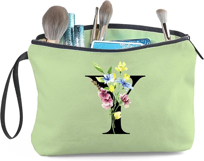 Appreciation Initial Monogram Gifts for Sisters from Sister Employees Team Bride Womens Unique Mom Personalized Makeup Cosmetic Bag with Mirror Mothers Day Christmas Graduation Y