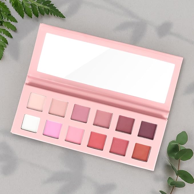 Natural Amor 12-Color Pink & Purple Eyeshadow Palette – Matte Finishes – Romantic Rose & Violet Tones in Eco-Friendly Packaging – High Pigment, Blendable, Buildable Formula (0.35 oz)