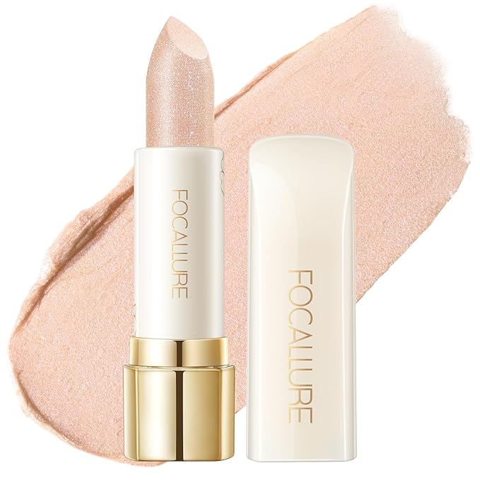 FOCALLURE Moisturizing Shiny Lipstick,Pearl Shimmery Finish,Hydrating Tinted Lip Balm with Creamy Texture,Long Lasting High Pigmented Lip Stain,Flower Dance