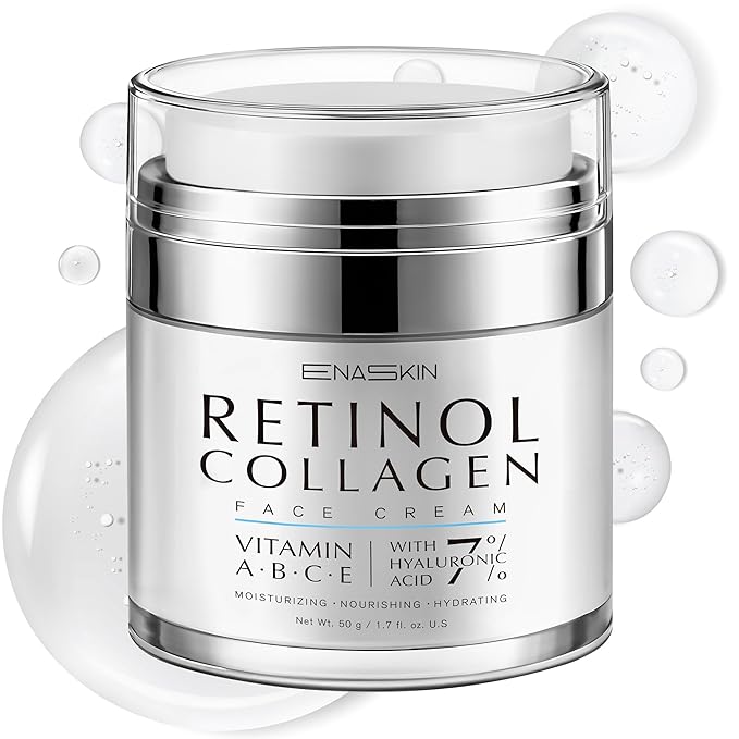Retinol Anti Aging Face Moisturizer: Wrinkle Cream for Women, Collagen Day Night Repair Cream - Firming, Tightening & Lifting Neck Sagging Skin, 7% Hyaluronic Acid for Max Hydration, 1.7 Oz