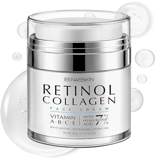 Retinol Anti Aging Face Moisturizer: Wrinkle Cream for Women, Collagen Day Night Repair Cream - Firming, Tightening & Lifting Neck Sagging Skin, 7% Hyaluronic Acid for Max Hydration, 1.7 Oz