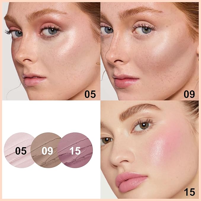 FOCALLURE 3PCS Cream Contour Stick - Highlighter Bronzer Blush Set for Face Sculpting, Non-Greasy Longwear Makeup, Easy to Blend with Natural Matte Finish,SET 2