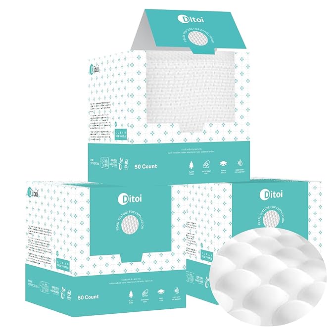 Ditoi Disposable Face Towels,Ultra Thick Face Towelettes XL, Lint-Free Facial Wipes for Makeup Removal & Gentle Skin Care,10"×12",150 Count (3 Pack),Pearl-textured