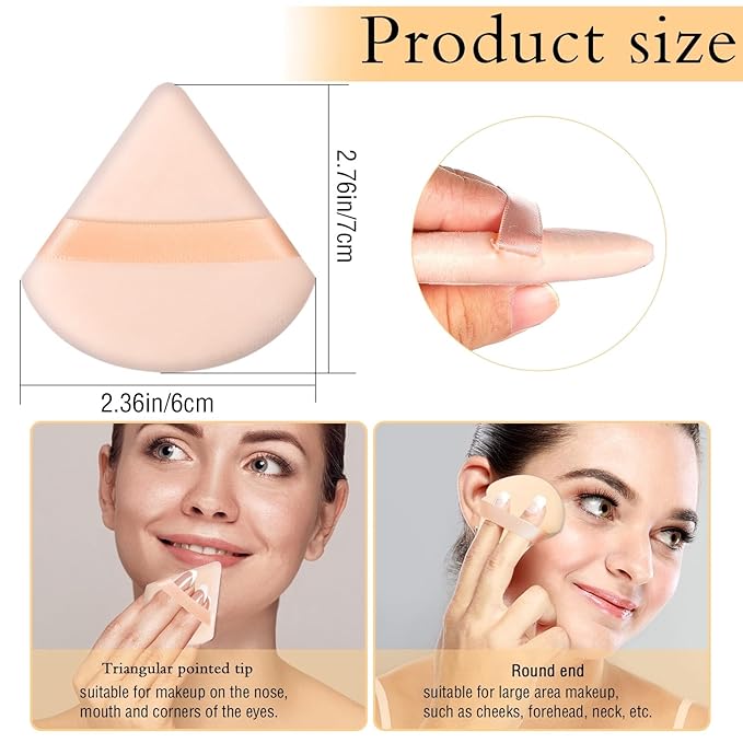 6 Pieces Triangle Powder Puff Soft Makeup Sponge Make Puff for Face Powder Cosmetic Foundation Sponge Makeup Tool Stocking Stuffers for Women (Flesh)