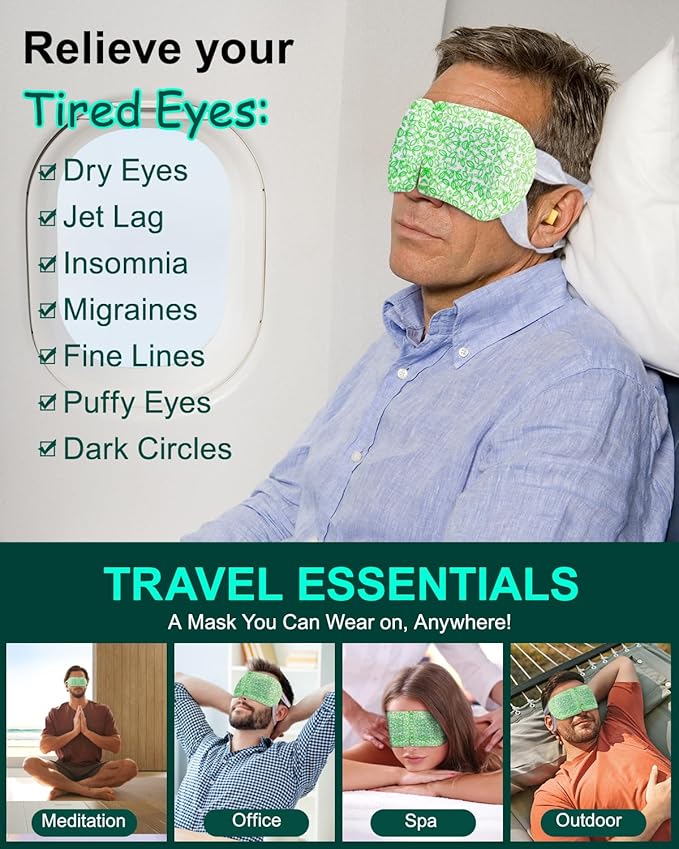 16 Packs Steam Eye Masks for Dry Eyes, Self Heating Warm Compress for Eyes Fatigue & Puffiness Relief, Disposable Heated Eye Mask Travel Essentials, Spa Relaxation Set for Women Christmas, Unscented