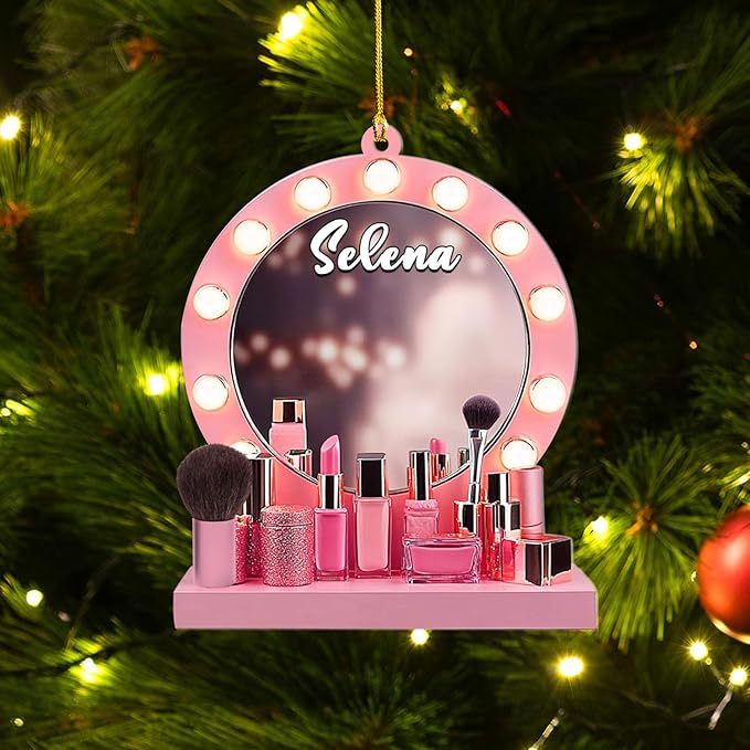 Personalized Makeup Tools Christmas Ornament 2024, Makeup Box Christmas Ornament Gift for Makeup Artist, Christmas Tree Decor for Makeup Shop, Gift for New Makeup Coworkers (MKH12)