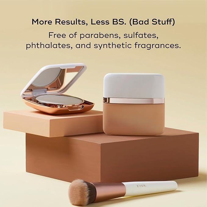 EVER Foundation Brush – Professional Contoured Face Makeup Brush for Liquid & Powder Foundation, Vegan Synthetic Bristles, Cruelty-Free