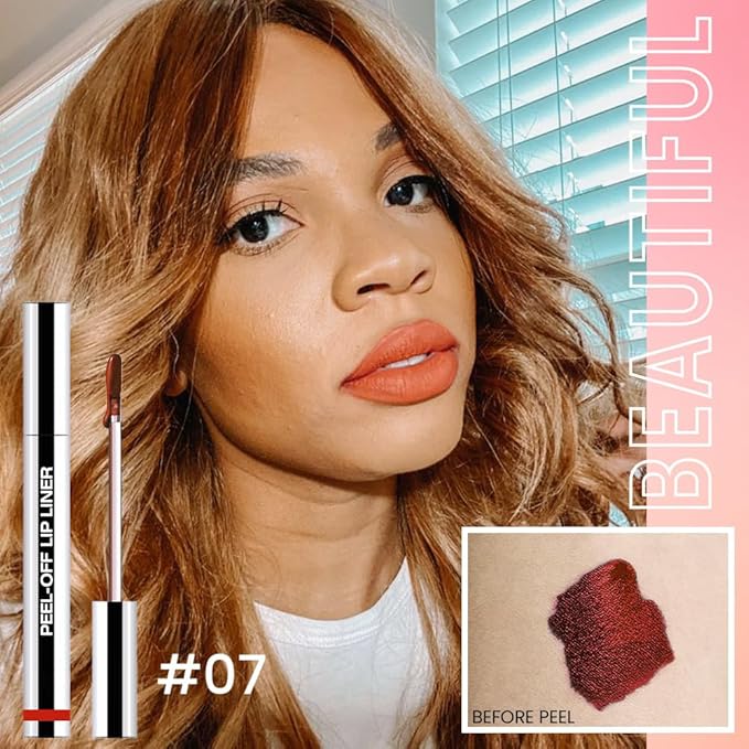 2Pcs Orange Brown& Orange Red Liquid Matte Lip Liner Stain Peel Off with Tweezer, Long Lasting Waterproof Matte Lipstick Lip Gloss Tattoo for Women, Transfer-prof Lip Tint Makeup for All Skin Types