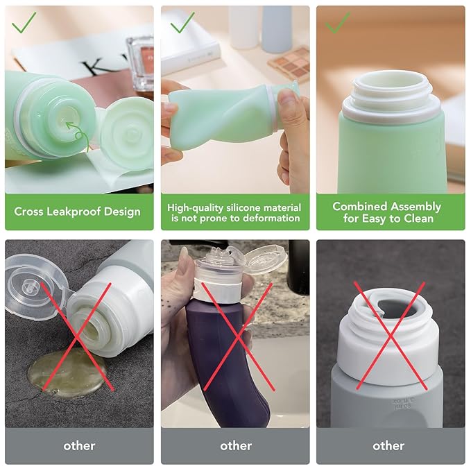 Valourgo 15 Pack Travel Bottles Set, TSA Approved Leak Proof Silicone Travel Containers Jar for Toiletries, Lotion Body Wash, Travel Essentials