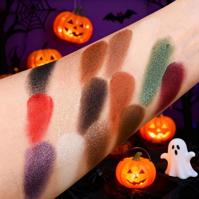 Erinde Warm Neutral Smokey Eyeshadow Palette, 15 Colors Matte Shimmer Metallic, Brown Terracotta Champagne Black White Red, High-Pigment Blendable Eye Shadow for Daily Wear, Parties & Halloween