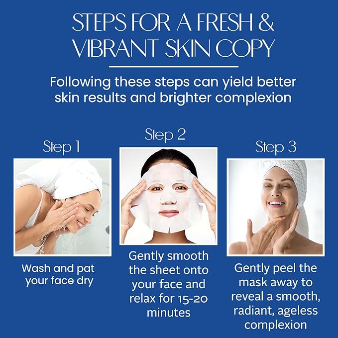 Hyaluronic Acid Sheet Face Mask - Skin Firming, Anti-Aging, Moisturizes & Plumps Skin - Dermatologist Tested, Cruelty-Free Korean Skin Care for All Skin Types - 5 Masks (2 Pack)